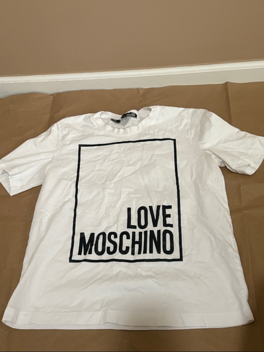 Love Moschino Black Box Logo Tee - size 6